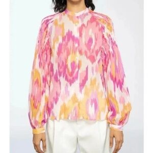 NWT Banjanan Cotton Voile Ikat Otter Shirt Small